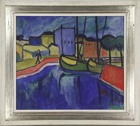 Erich Heckel - Vor gelbem Tuch 1908 / Schiffe im Kanal 1912 - Frame image