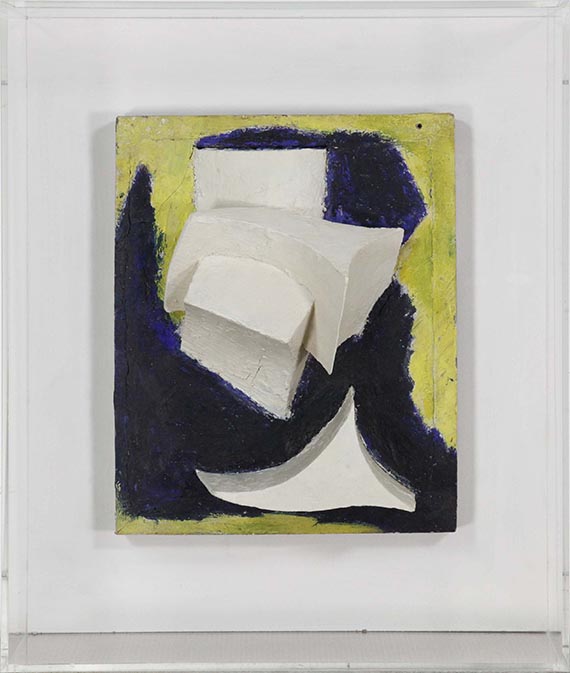 Kurt Schwitters - Ohne Titel (Bewegtes Weiss auf Blau und Gelb) - Frame image