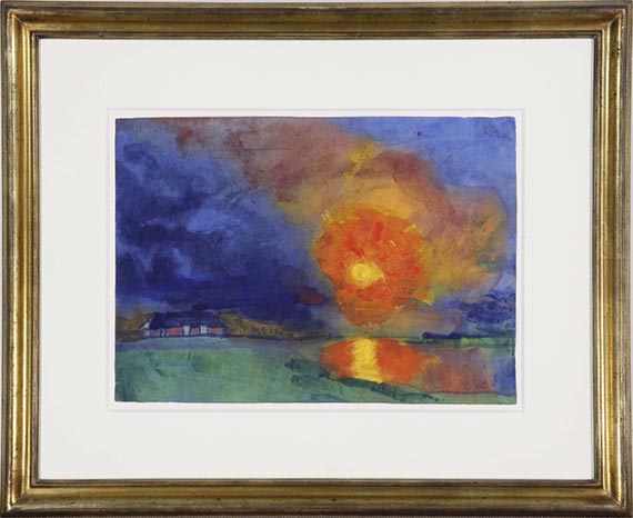 Emil Nolde - Marschlandschaft und Bauerngehöft bei Sonnenuntergang - Frame image