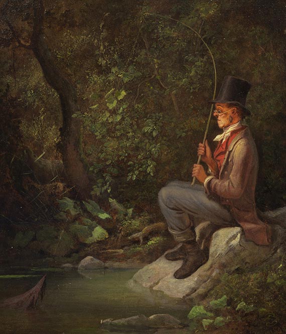 Carl Spitzweg - Der Angler am Waldbach