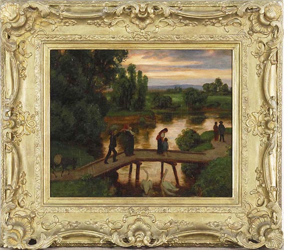 Hans Thoma - Die Brücke (Sommerabend) - Frame image