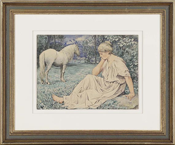 Hans Thoma - Schimmel und Sitzende - Frame image