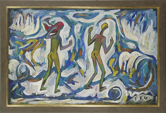 Friedrich Karl Gotsch - Mann und Frau vor den Wellen - Frame image