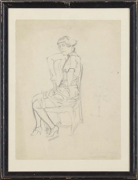 Georg Tappert - Sitzende mit Strumpfband (Bildnis R.) - Frame image