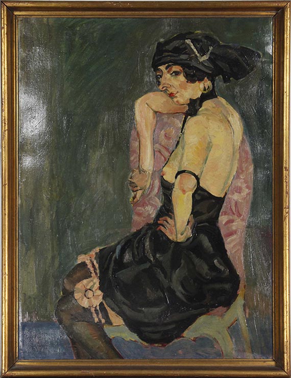 Georg Tappert - Sitzende mit Strumpfband (Bildnis R.) - Frame image