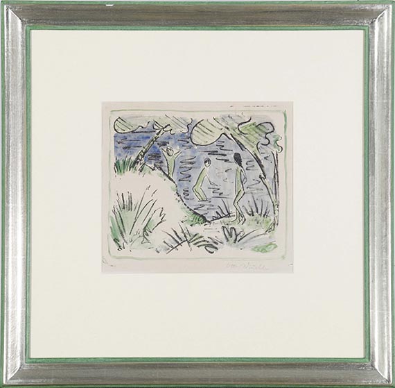 Otto Mueller - Zwei Knaben im Wasser und ein Mädchen am Ufer - Frame image