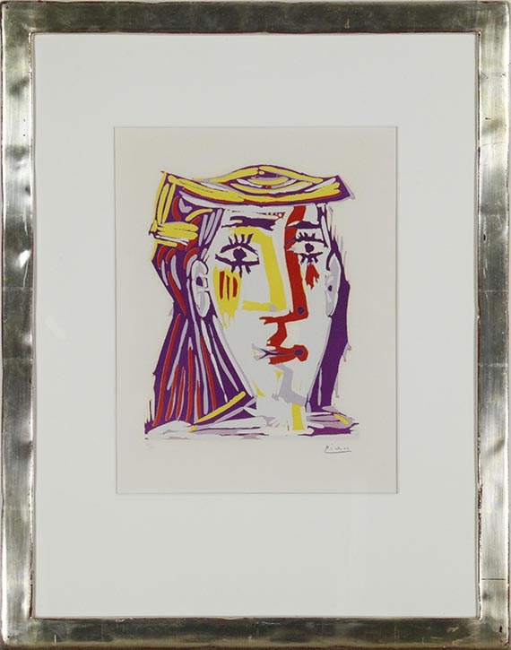Pablo Picasso - Portrait de Jacqueline au chapeau de paille multicolore - Frame image