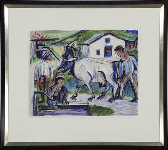 Ernst Ludwig Kirchner - Bauern mit Kuh - Frame image