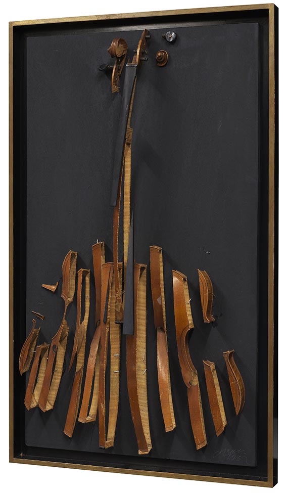 Fernandez Arman - Sans titre (Violon découpé sur panneau noir) - 