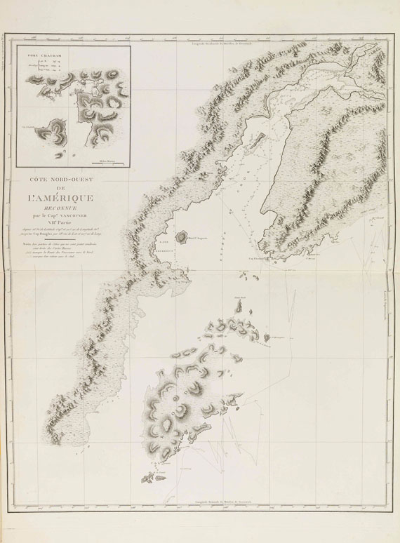 George Vancouver - Voyage de decouvertes. 3 Bände und 1 Atlas - 