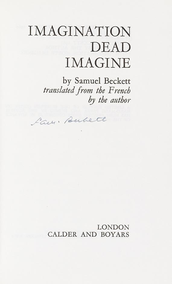 Samuel Beckett - Imagination dead imagine
