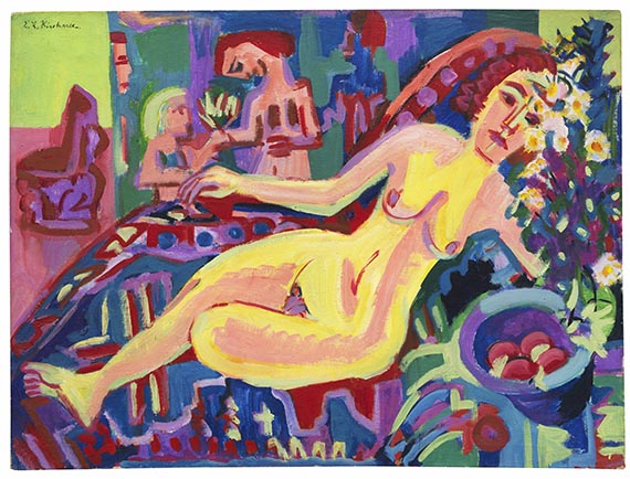  Ernst Ludwig Kirchner<br />Nacktes Mädchen auf Diwan, Ca. 1923