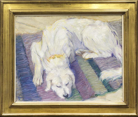 Franz Marc - Liegender Hund (Hundeporträt von "Russi") - Frame image