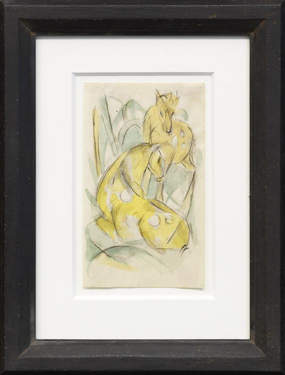 Franz Marc - Zwei gelbe Tiere (Zwei gelbe Rehe) - Frame image