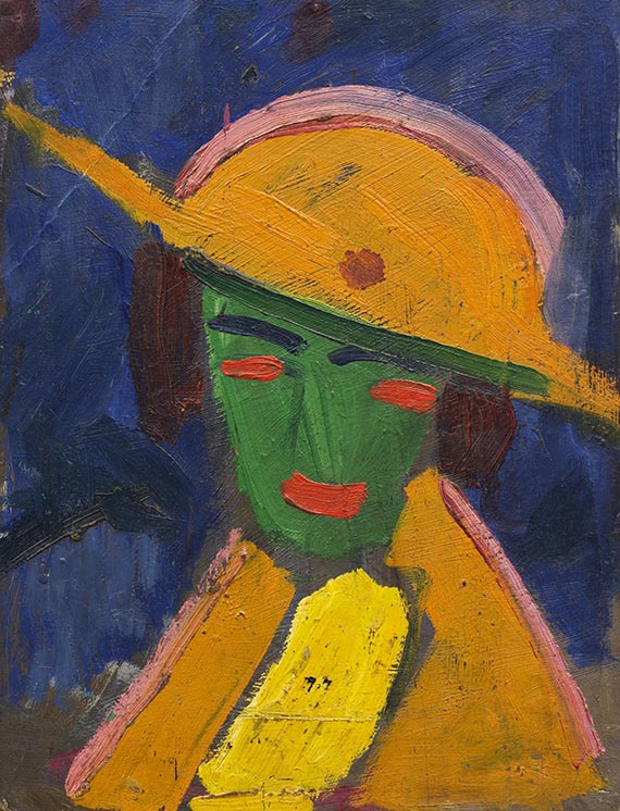 Hermann Stenner - Grüne Frau mit gelbem Hut I