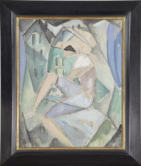 Hermann Stenner - Kubistische Figur mit Häusern - Frame image