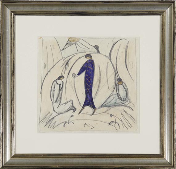 Hermann Stenner - Frau in Blau mit zwei Begleitern - Frame image