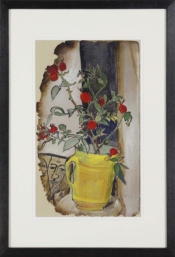 Erich Heckel - Hagebutten in gelbem Topf - Frame image