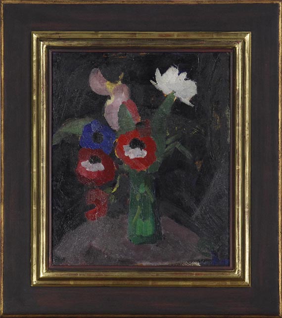 Hermann Stenner - Blumenstilleben auf schwarzem Grund III (Anemonenstrauß) - Frame image