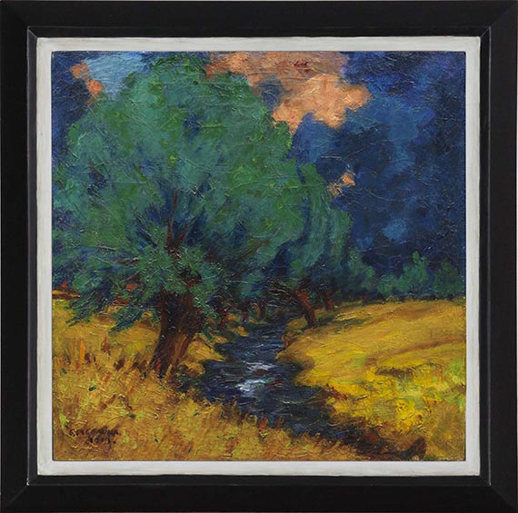 Ernst Sagewka - Expressive Landschaft mit Kopfweiden - Frame image