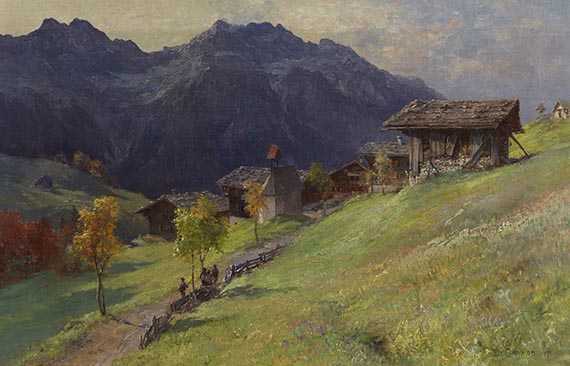 Edward Theodore Compton - Gerstruben vom Dietersbacher Tal kommend, mit Blick auf den Himmelschrofen