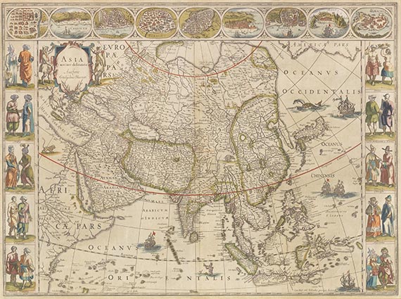 Willem Janszoon Blaeu - 5 Karten: Weltkarte (M. Pitt) und 4 Erdteile (W. J. Blaeu) - 