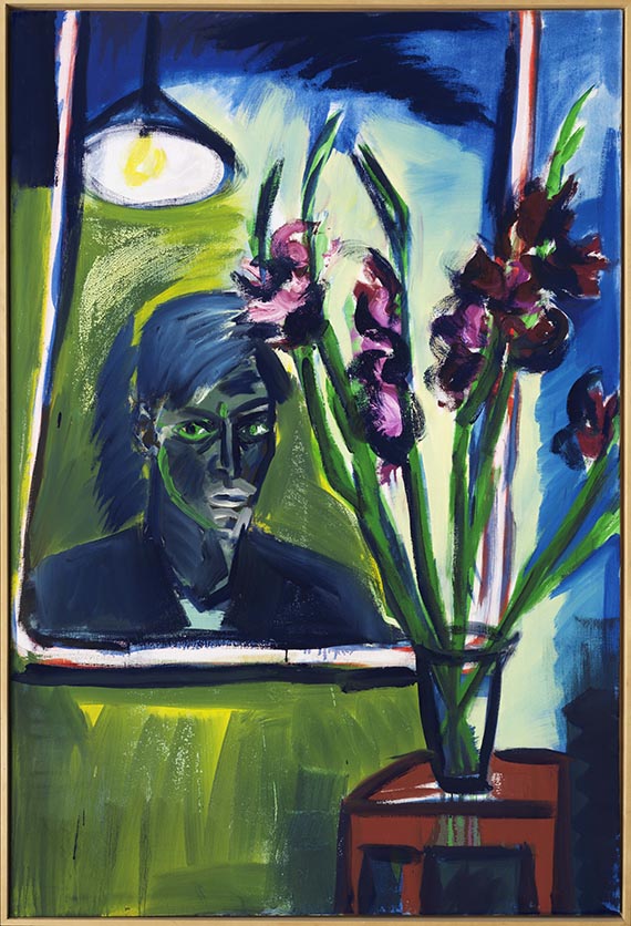 Rainer Fetting - Selbstportrait mit Blumen III - Frame image