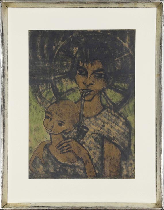 Otto Mueller - Zigeunermadonna (Zigeunerin mit Kind vorm Wagenrad) - Frame image