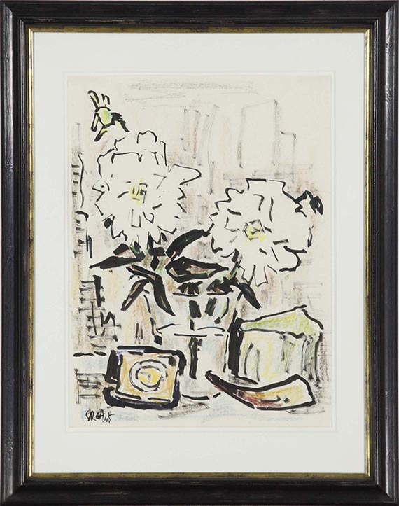 Karl Schmidt-Rottluff - Zwei weiße Chrysanthemen - Frame image
