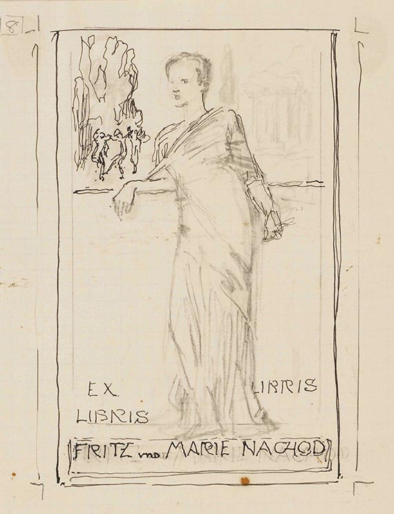 Max Klinger - Entwurfszeichnungen für Ex libris (10 Bll.) - 