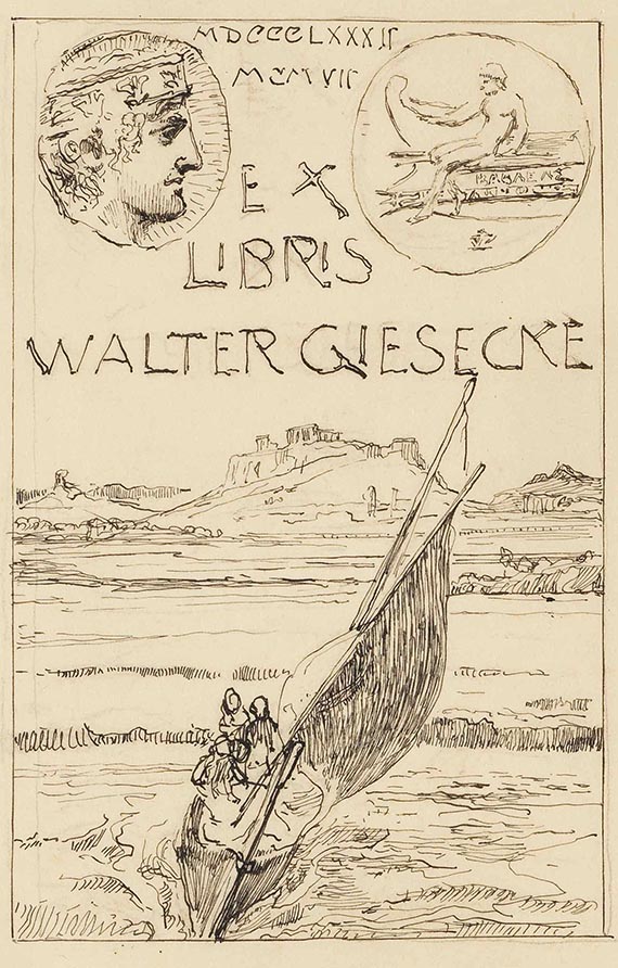 Max Klinger - Entwurfszeichnungen für Ex libris (10 Bll.) - 