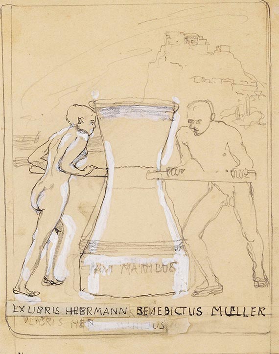 Max Klinger - Entwurfszeichnungen für Ex Libris (10 Bll.) - 