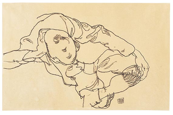 Schiele - Sitzender Knabe, Draufsicht
