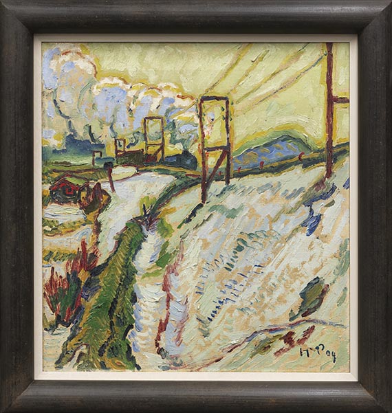 Hermann Max Pechstein - Märzenschnee: Der Bahndamm - Frame image