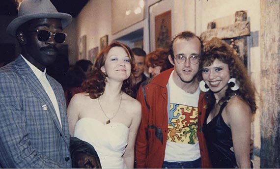 Illustration for: Fred Brathwaite a. k. a. "Fab 5 Freddy", Patti Astor, Keith Haring and Judy Rifka (l. to r.), 1983, photo: Baird Jones.