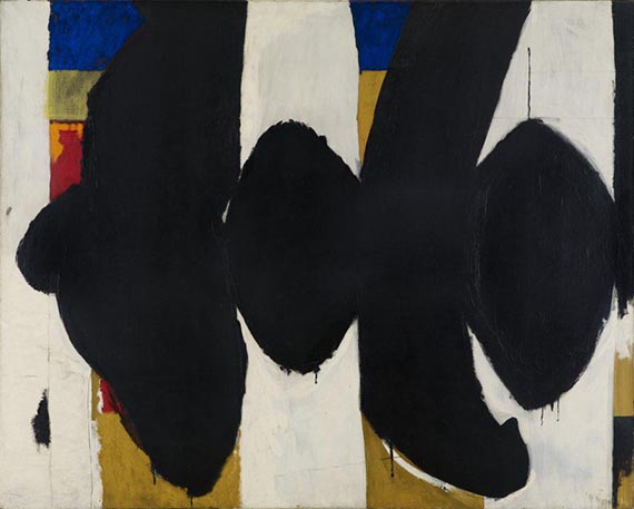 Illustration  for: Robert Motherwell, Elegy for the Spanish Republic XXXIV, 1953/54, oil on canvas, Albright-Knox Art Gallery, Buffalo. <br />© Dedalus Foundation, Inc. / VG Bild-Kunst, Bonn 2025