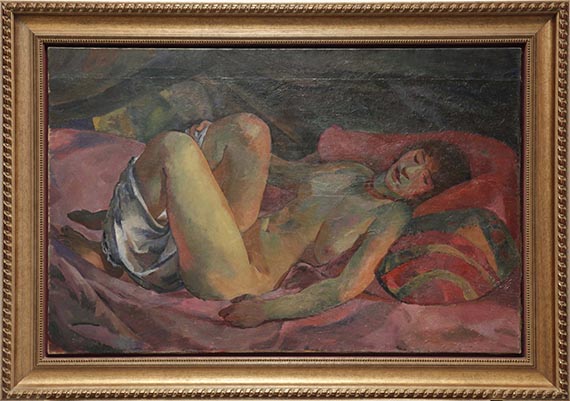 Albert Weisgerber - Weiblicher Akt auf rotem Divan - Frame image