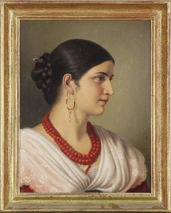 Carl Adolf Senff - Bildnis einer jungen Römerin - Frame image