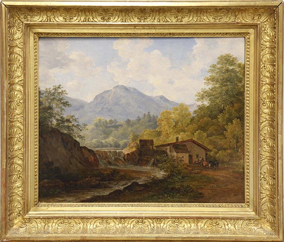 Cantius (Johann Cantius) Dillis - Oberbayerisches Gebirgstal mit Mühle - Frame image