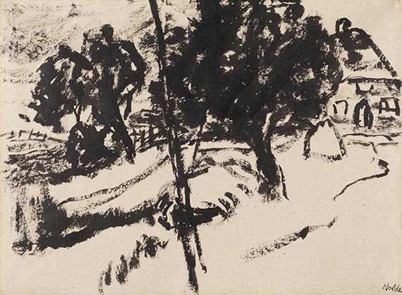 Emil Nolde - Bauernhaus hinter Bäumen