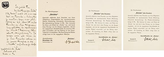 Erich Heckel - Mitgliederwerbung der Künstlergruppe "Brücke" (4 Bll.)