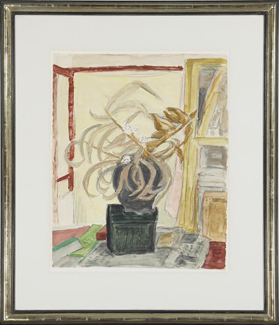 Erich Heckel - Eucalyptusblätter in schwarzem Topf - Frame image