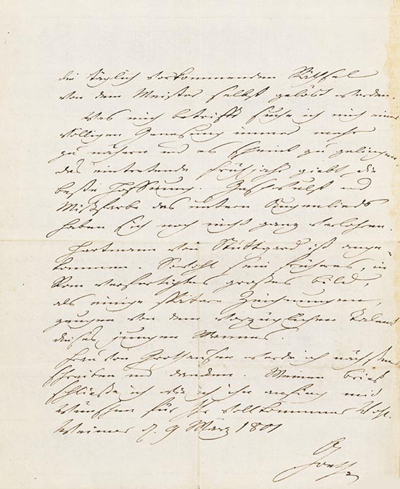 Johann Wolfgang von Goethe - G 9: Eigh. Brief an Herzog Carl August. 2 S.