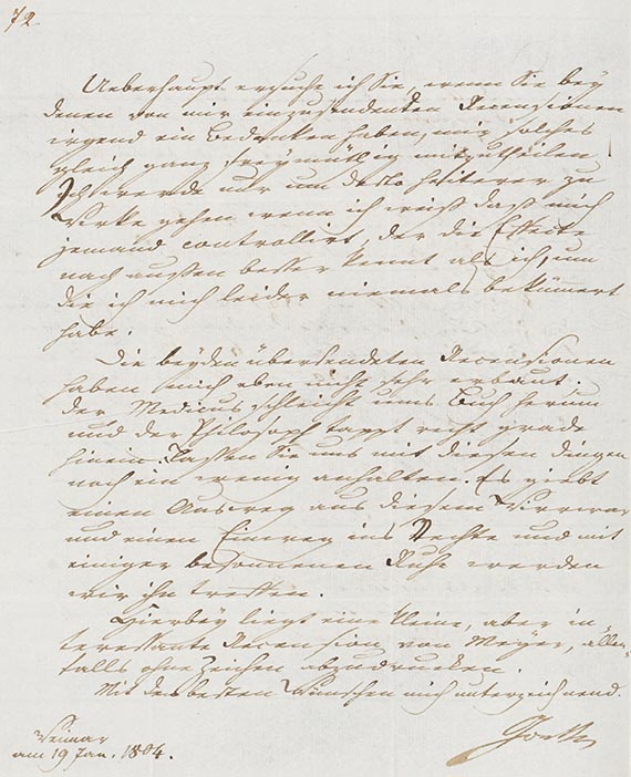 Johann Wolfgang von Goethe - G 14: Brief von Schreiberhand an H. C. A. Eichstädt. 2 S.