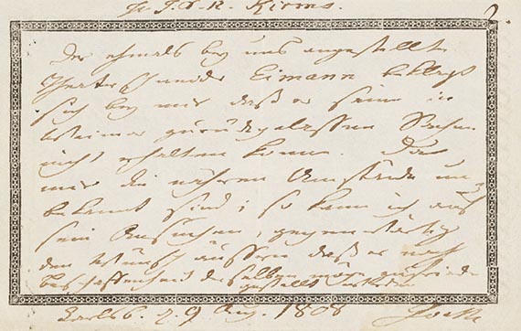 Johann Wolfgang von Goethe - G 25: Eigh. Billet an F. Kirms. 1 S.