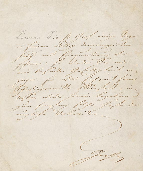 Johann Wolfgang von Goethe - G 45: Eigh. Brief an Baron G. A. von Dentzel (?). 1 S.