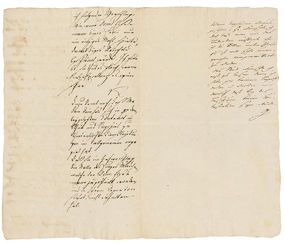 Johann Wolfgang von Goethe - G 46: Eigh. Nachschrift zu Brief von Kirms. 1/2 S.