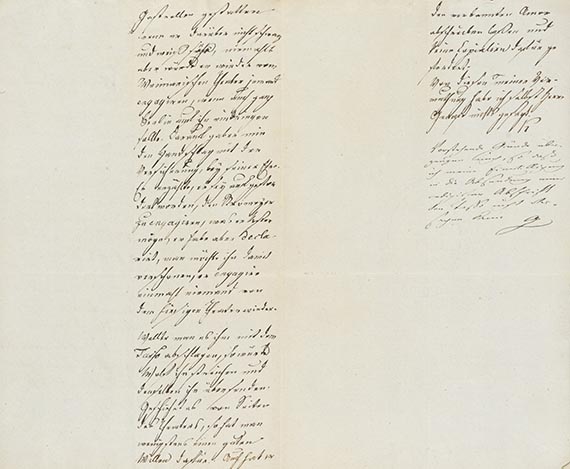 Johann Wolfgang von Goethe - G 47. Eigh. Nachschrift zu einem Brief von Kirms. 1/2 S.