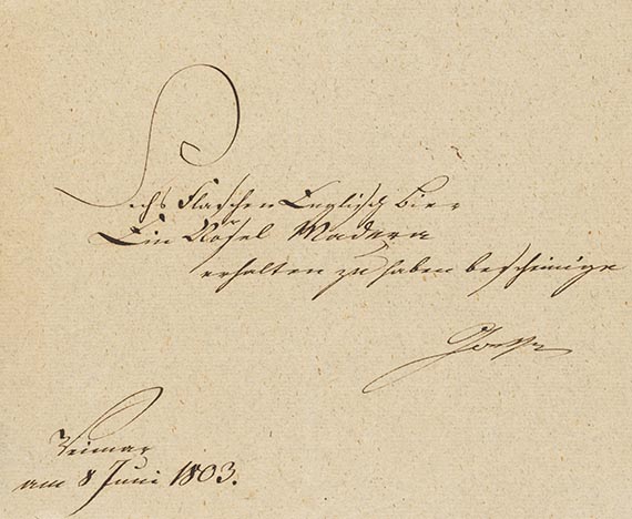 Johann Wolfgang von Goethe - G 57: Empfangsbestätigung für eine Weinbestellung