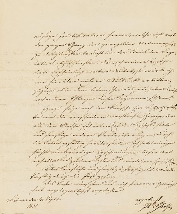 Johann Wolfgang von Goethe - G 58: Brief von Schreiberhand an Botaniker F. S. Voigt. 2 S.